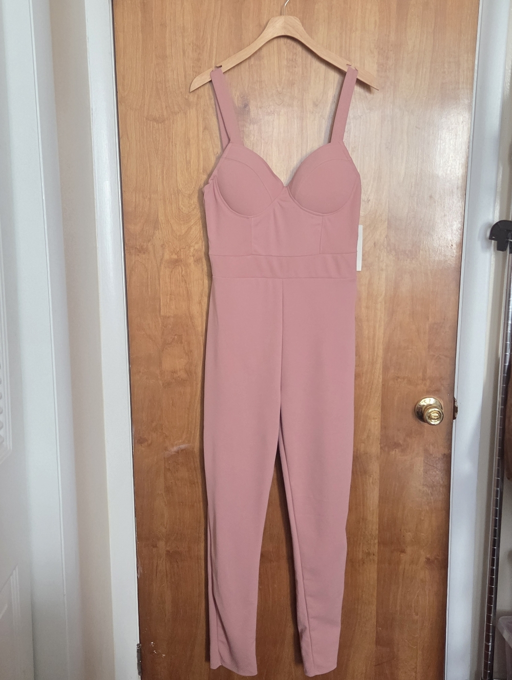 Haute Monde Blush Pink Sleeveless Jumpsuit with Bustier Top